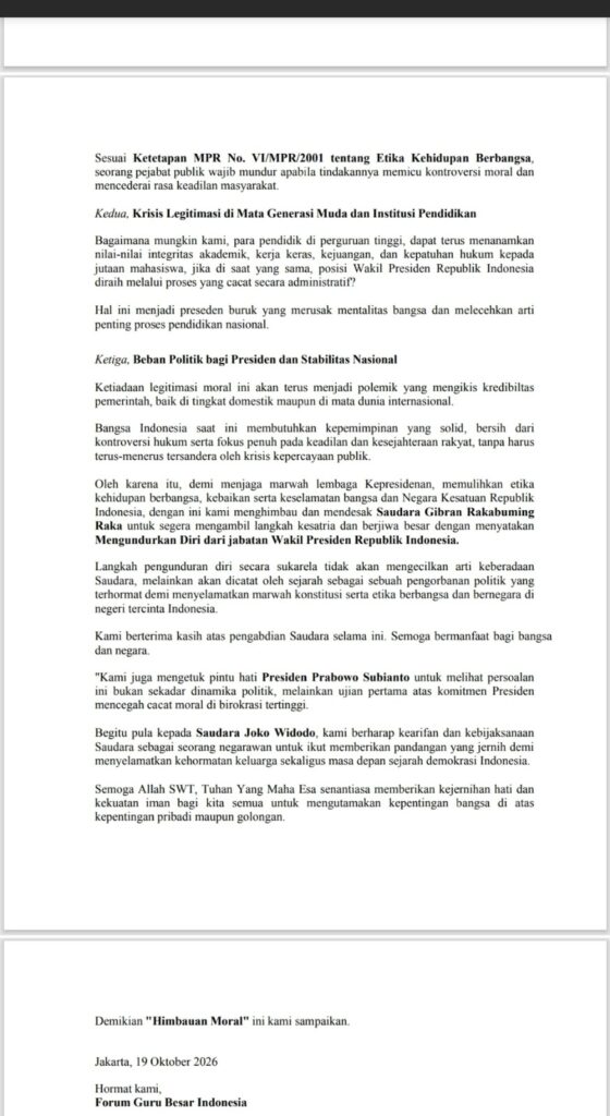 150 Guru Besar Kirim Surat Terbuka: Desak Gibran Mundur dari Wapres Demi Marwah Konstitusi whatsapp image 2026 10 21 at 13.27.38